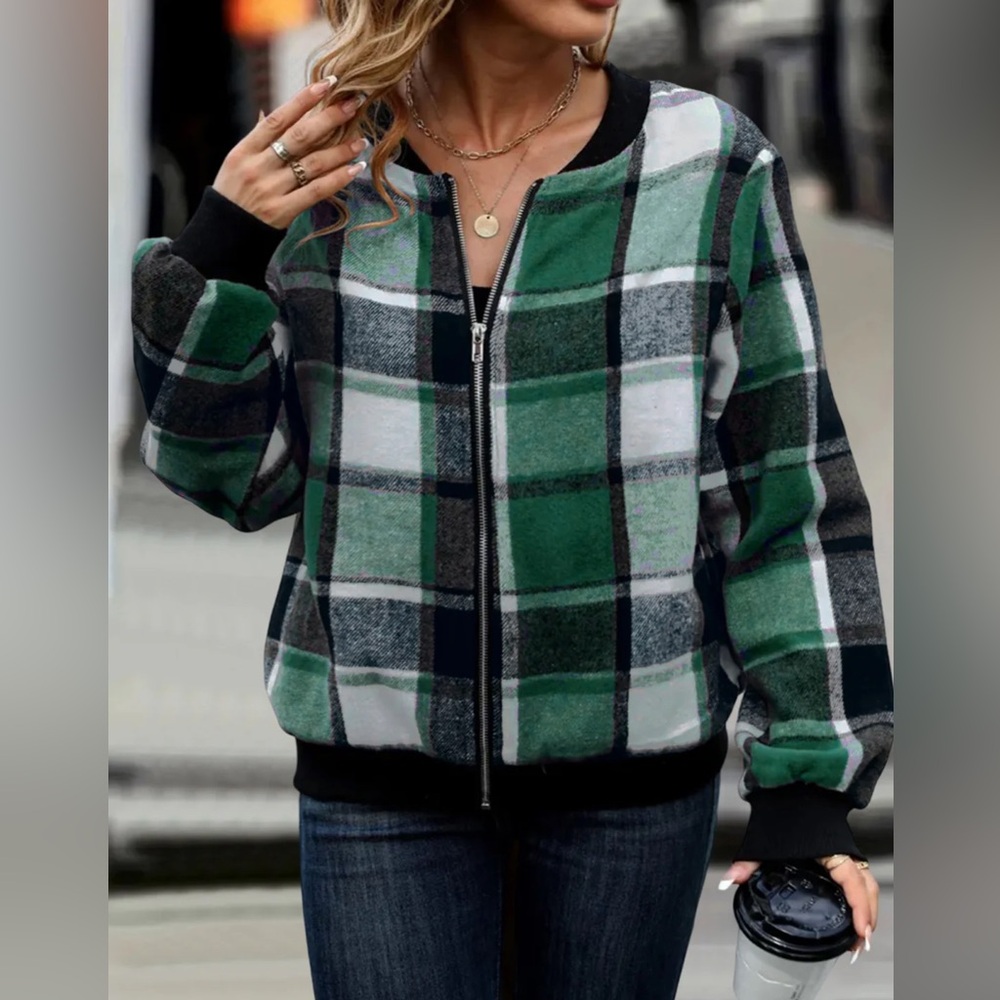 Charming Charlie Plaid Zip-Up Jacket
